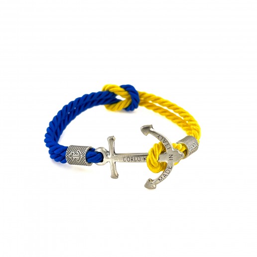 Blue-Yellow Silver Anchor Bracelet