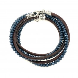Leather and swarovski bracelet