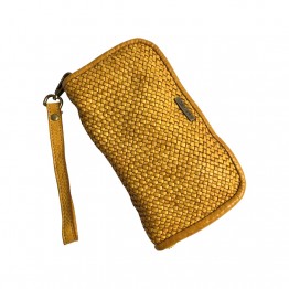 Mustard wallet with shoulder strap