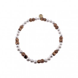 Elastic Bracelet with Pearls and Hematite 