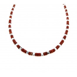 Necklace with red jasper and hematite