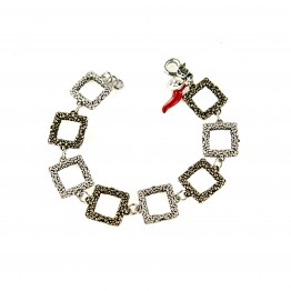 DOTTED SQUARE BRACELET Silver and Gold