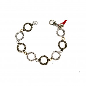 SILVER-GOLD DOTTED CIRCLES BRACELET