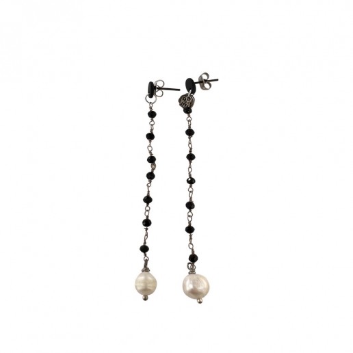 Swarovski chain and pearl earrings