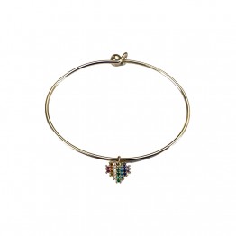 Rigid bracelet with Rainbow Heart pendant