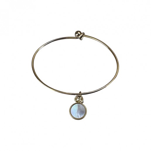 Rigid bracelet with Mother of Pearl Circle pendant