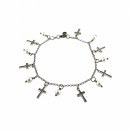 Crosses and Pearls Anklet