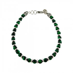 green tiger eye stones bracelet with spacers