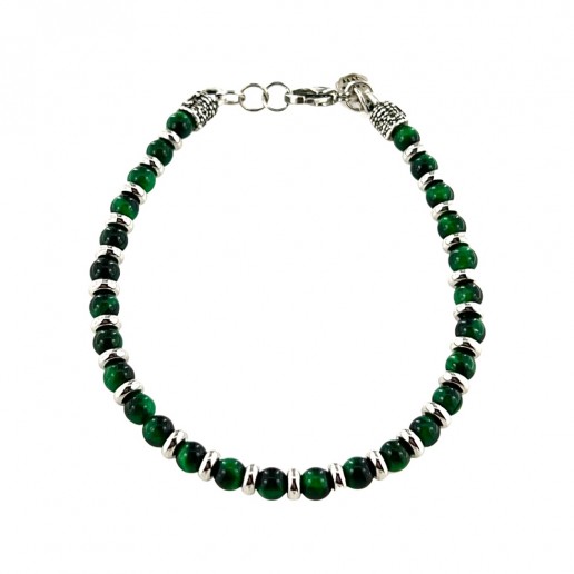 green tiger eye stones bracelet with spacers