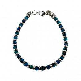 light blue tiger eye stones bracelet with spacers