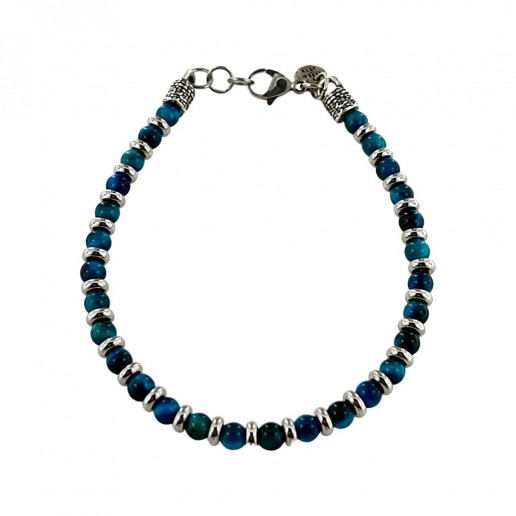 light blue tiger eye stones bracelet with spacers