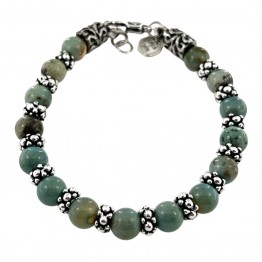 DRAGON BLOOD JADE BRACELET WITH DOTTED ELEMENTS