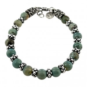 DRAGON BLOOD JADE BRACELET WITH DOTTED ELEMENTS