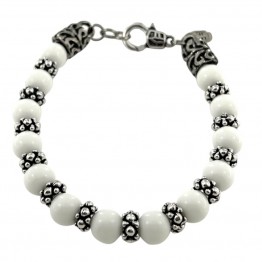WHITE AGATE BRACELET WITH DOTTED ELEMENTS