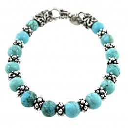STRIPED TURQUOISE BRACELET WITH DOTTED ELEMENTS
