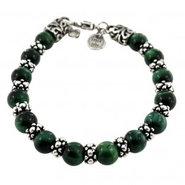 GREEN TIGER EYE BRACELET WITH DOTTED ELEMENTS