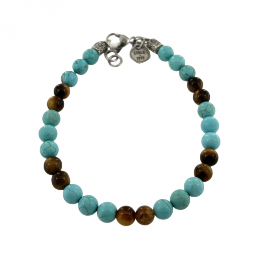 STRIPED TURQUOISE BRACELET AND TIGERS EYE