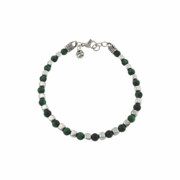 Bracelet with silver hematite and green tiger eye