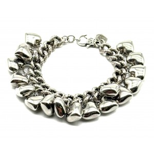 Bracciale con catena zigrinata e cuori 