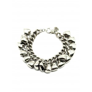 Bracciale con catena zigrinata e cuori 