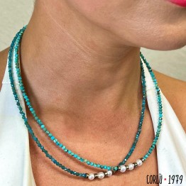 COLLANA PIETRA SPINELLI TURCHESE E PERLE