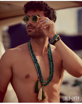 Collana Mala Aulite Verde e Occhio di Tigre