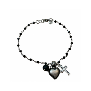Sacred Heart bracelet with cross and stone