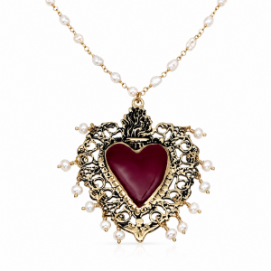 Collana Sacro Cuore con Perle