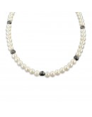 NECKLACE OF PEARLS AND LAVA STONE