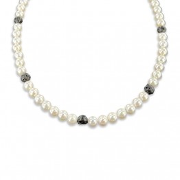 NECKLACE OF PEARLS AND LAVA STONE