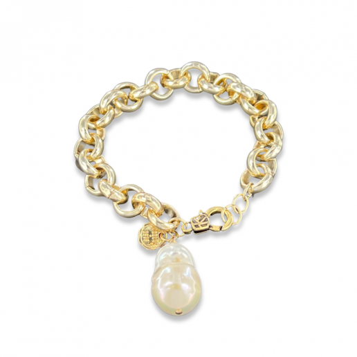 Chain Bracelet and Baroque Pearl