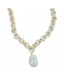 CHAIN NECKLACE AND BAROQUE PEARL