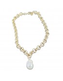 CHAIN NECKLACE AND BAROQUE PEARL