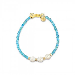 Turquoise Spinelli Stone Bracelet and Pearls