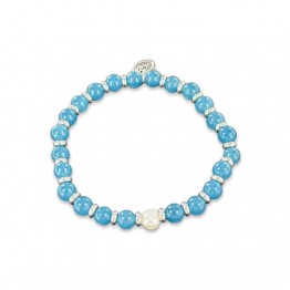 Blue Quartz Stone and Pearl Bracelet