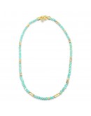 NECKLACE WITH AQUAMARINE SPINEL STONES AND GOLD LOOPS