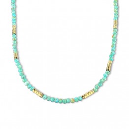 NECKLACE WITH AQUAMARINE SPINEL STONES AND GOLD LOOPS