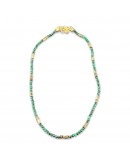 Necklace with Green Spinelli Stones and Gold Loops