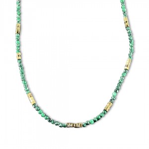 NECKLACE WITH GREEN SPINEL STONES AND GOLD PASSERS