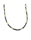 NECKLACE WITH BLACK SPINEL STONES AND GOLD PASSERS