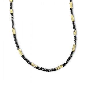 Necklace with Black Spinel Stones and Gold Loops
