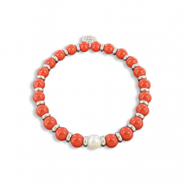 CORAL AND PEARL STONE BRACELET
