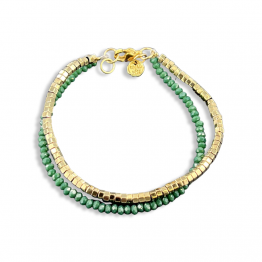 Green Spinelli Stones bracelet and gold washers
