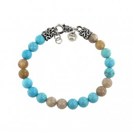 Bracelet with STRIPED TURQUOISE STONES AND FOSSIL JASPER