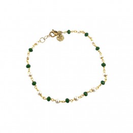 Swarovski pearl and green chain bracelet