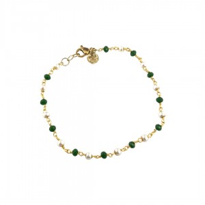 Bracciale catena swarovski perle e verde