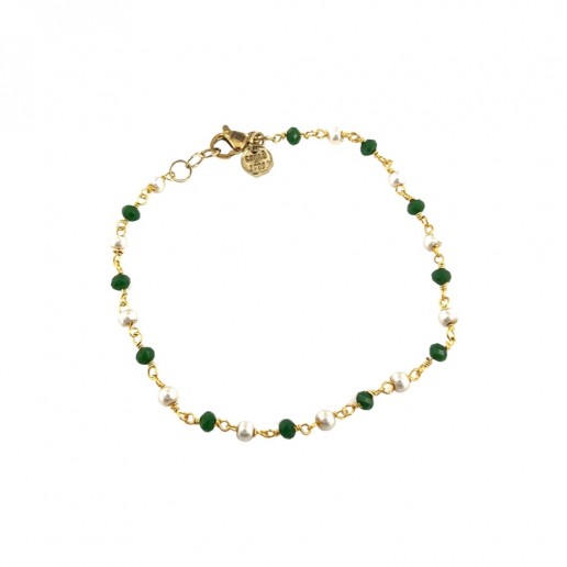 Bracciale catena swarovski perle e verde