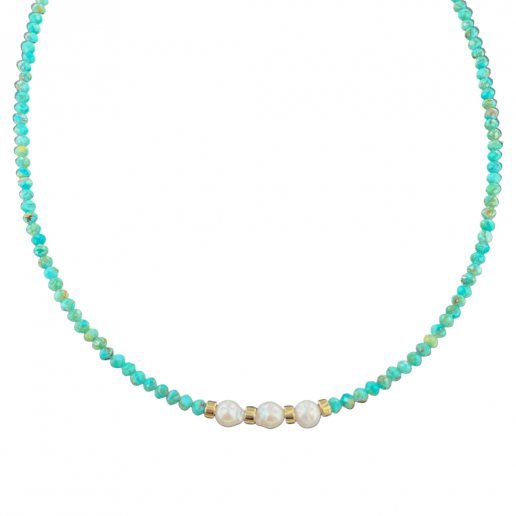SPINELLI STONE NECKLACE AQUAMARINE AND PEARLS