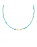 TURQUOISE SPINELS AND PEARLS STONE NECKLACE