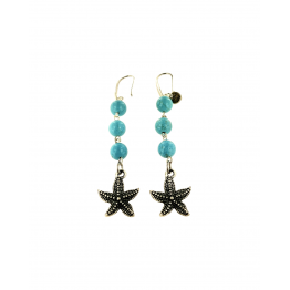 Earrings Turquoise stone and starfish